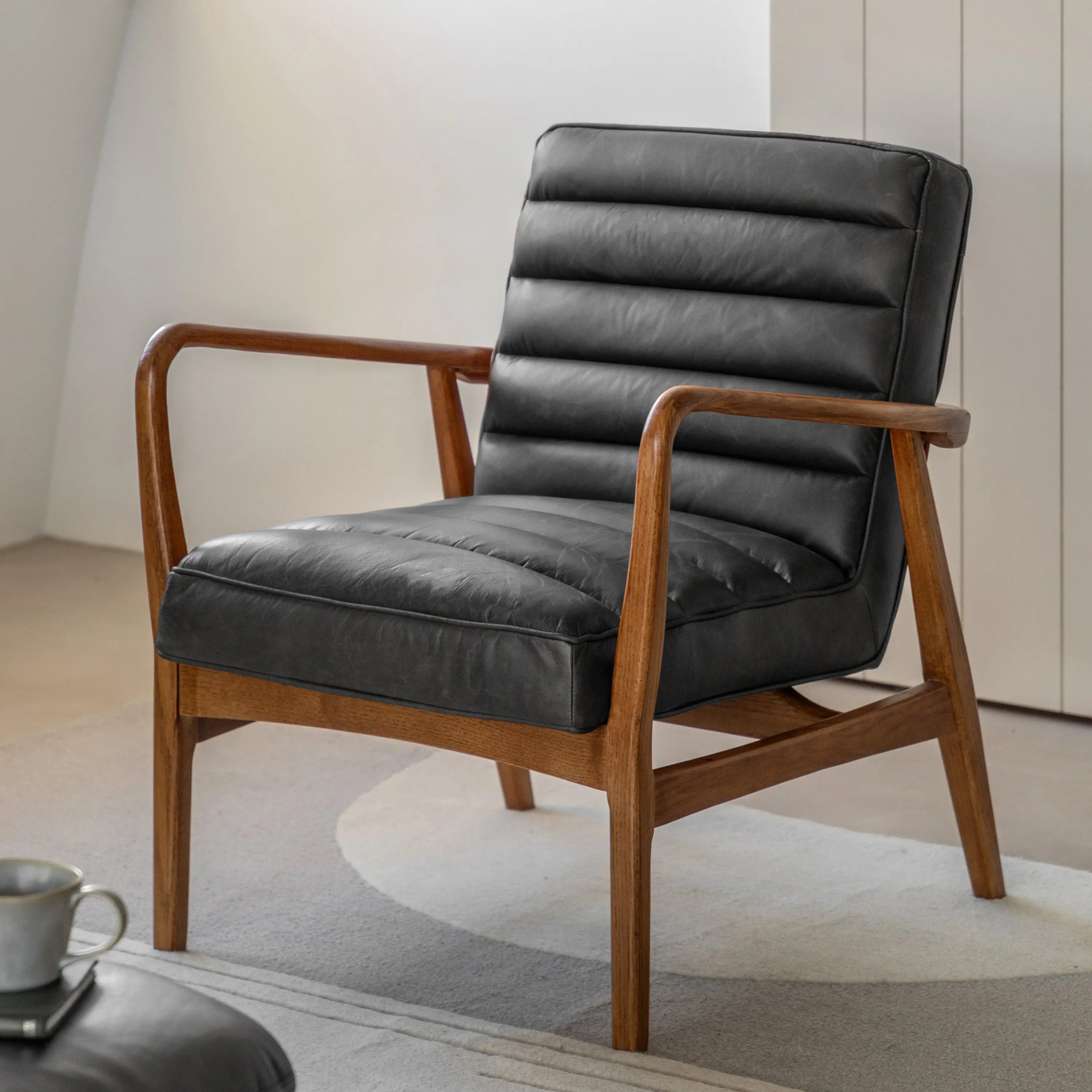 Gallery Direct Datsun Armchair in Antique Ebony Leather
