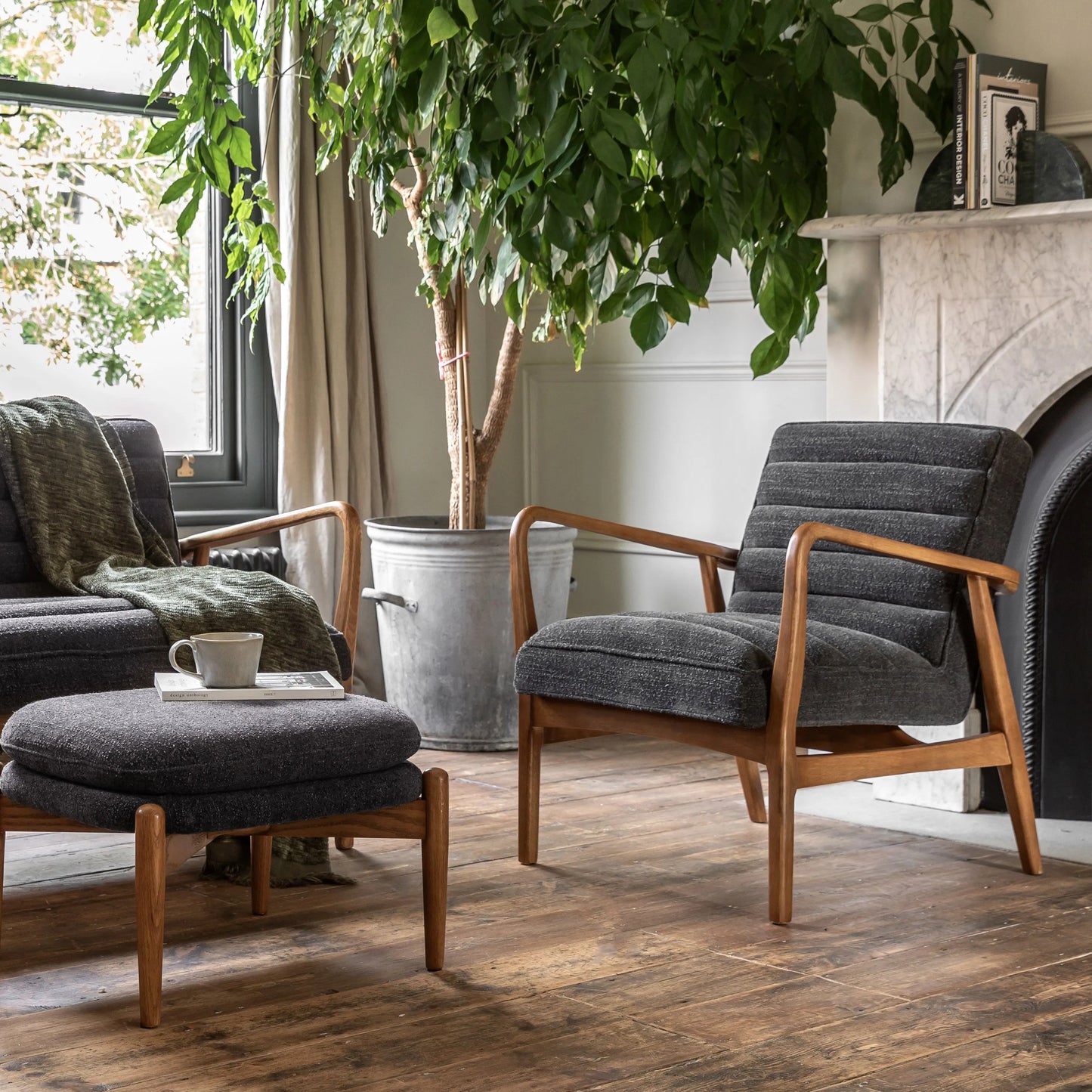 Gallery Direct Datsun Armchair in Charcoal Boucle