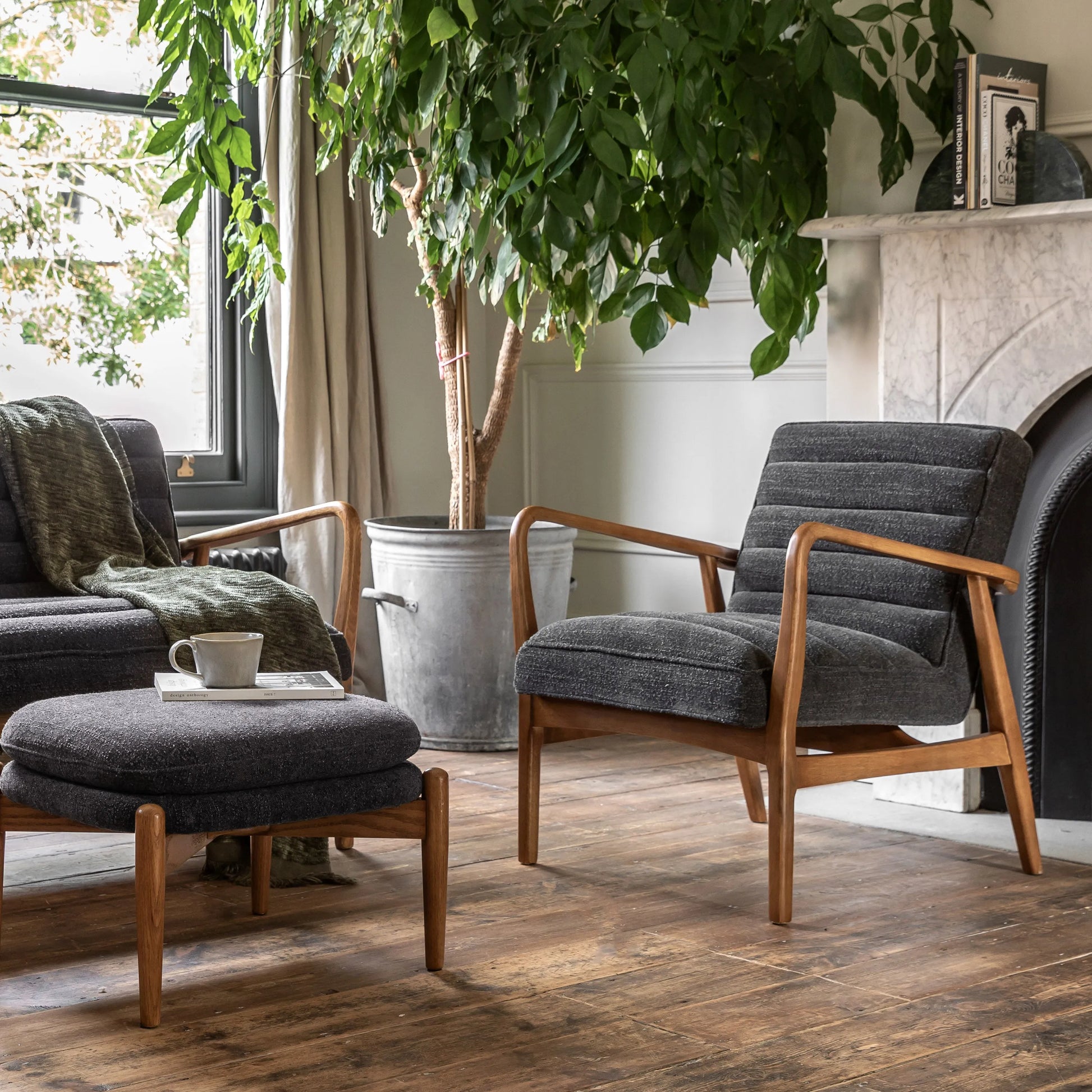 Gallery Direct Datsun Armchair in Charcoal Boucle