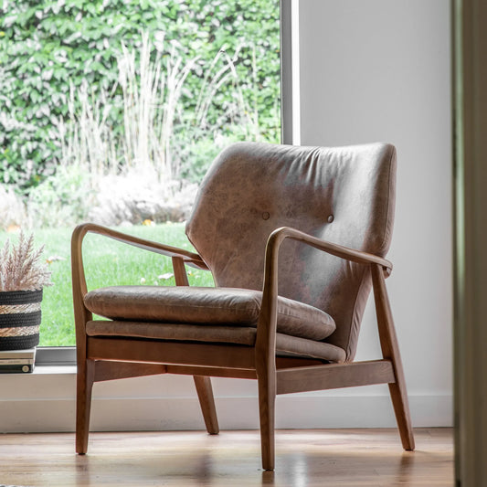 Gallery Direct Jensen Armchair in Brown Leather