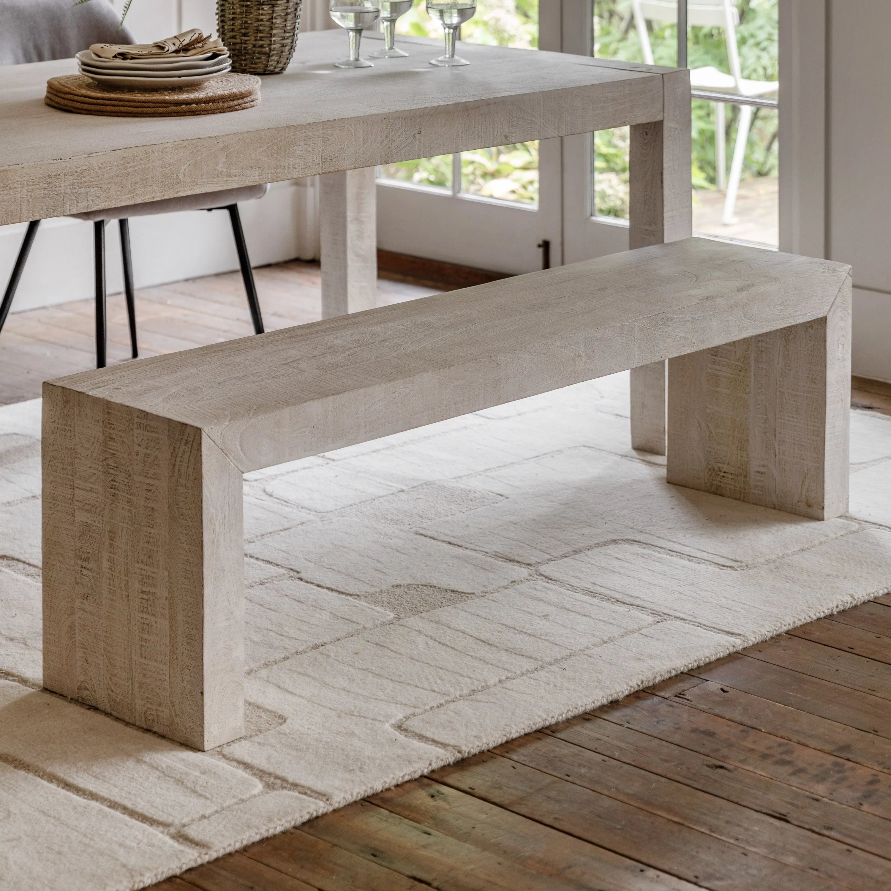 Gallery Direct Iowa Dining Bench Whitewash