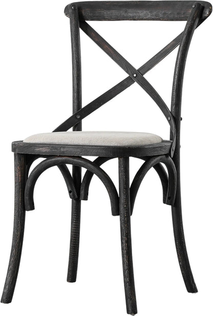 Gallery Direct Cafe Pair of Dining Chairs in Black Linen