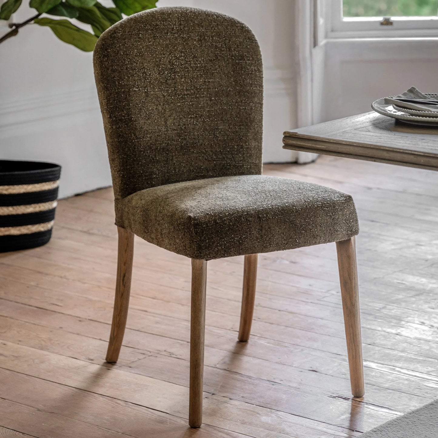 Gallery Direct Hinton Pair of Dining Chairs in Moss Green Fabric