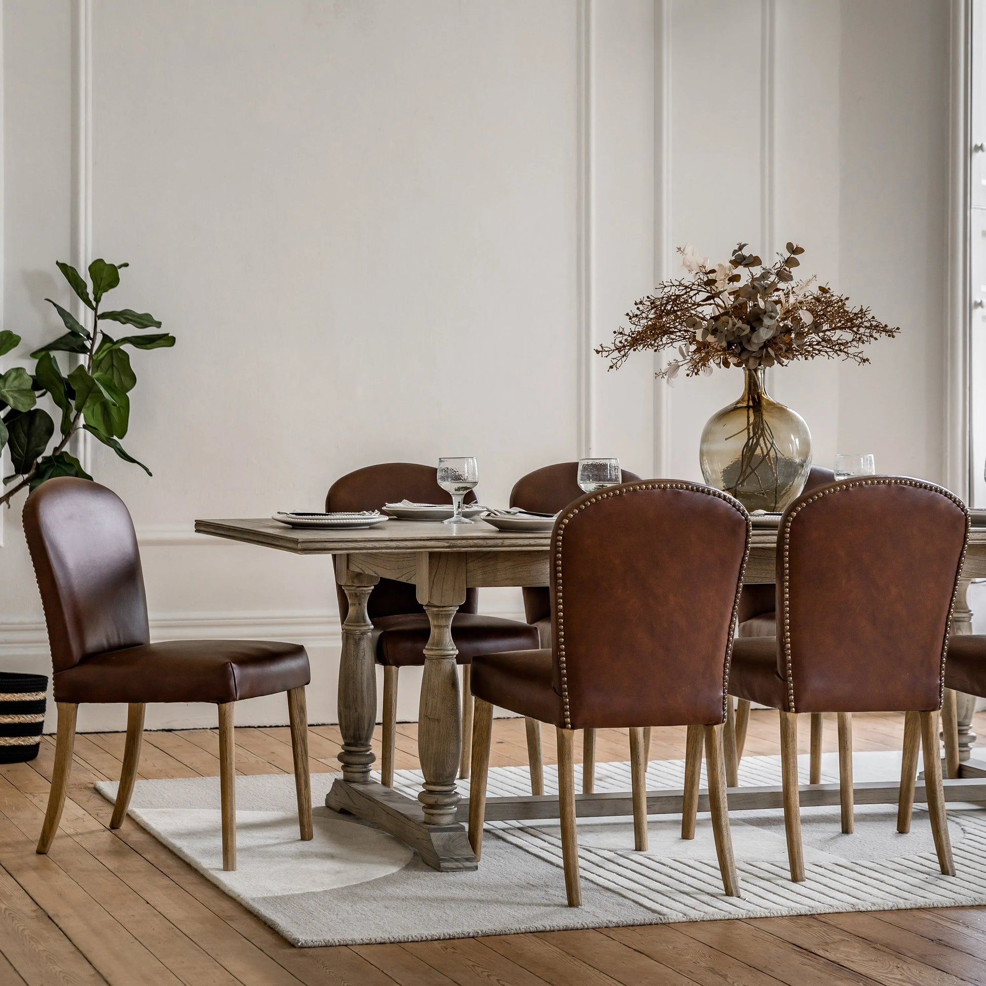 Gallery Direct Hinton Pair of Dining Chairs in Brown Leather