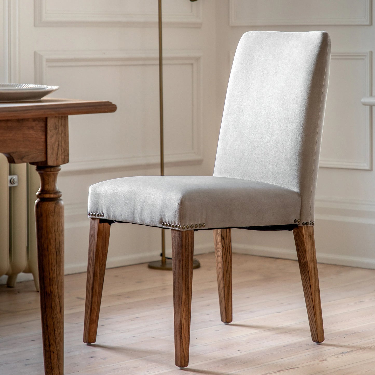 Gallery Direct Pair of Highgrove Dining Chairs in Dove Velvet