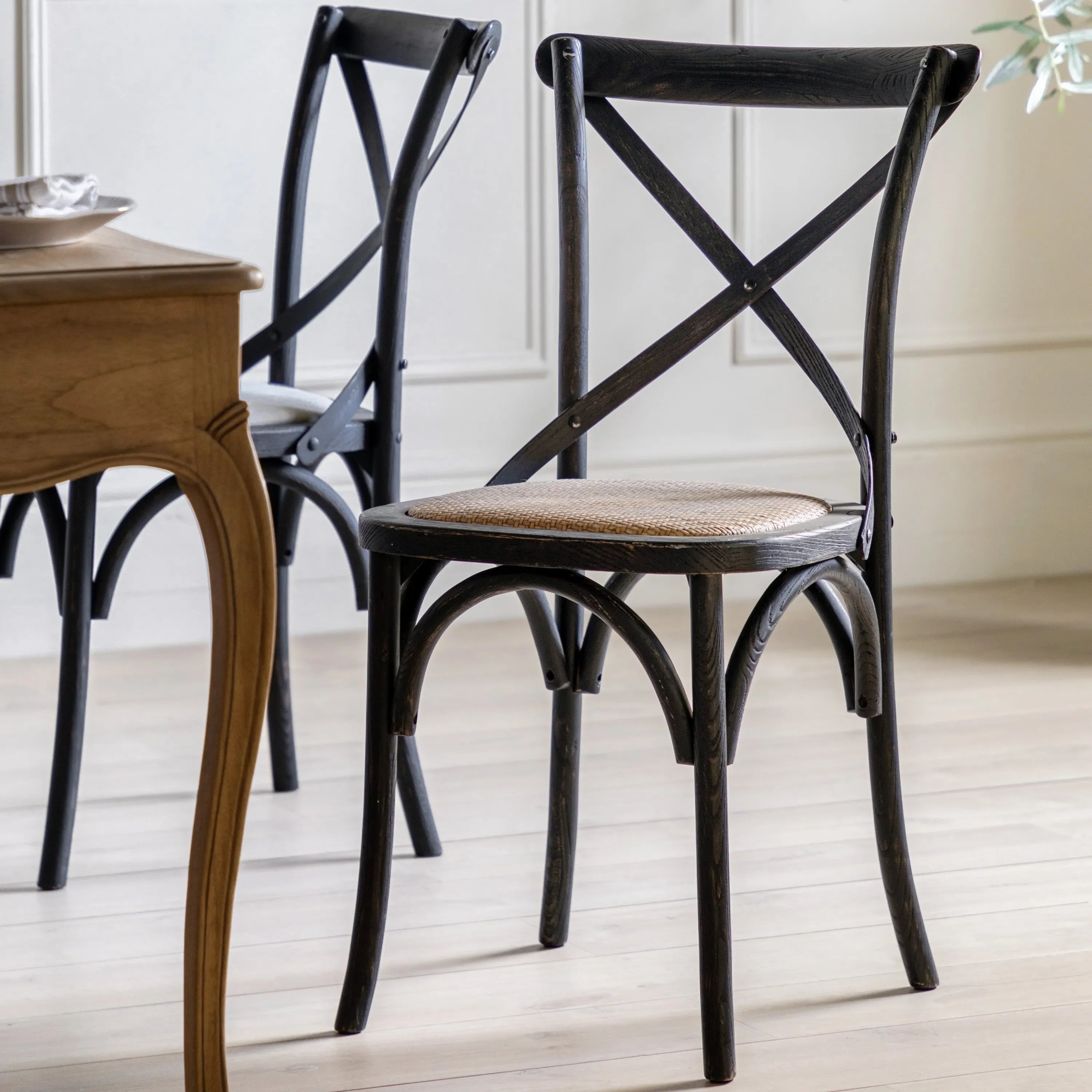 Gallery Direct Cafe Pair of Dining Chairs in Black Rattan