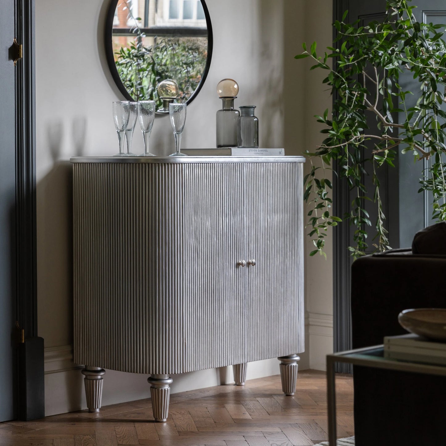 Gallery Direct Jeeves Drinks Cabinet in Silver