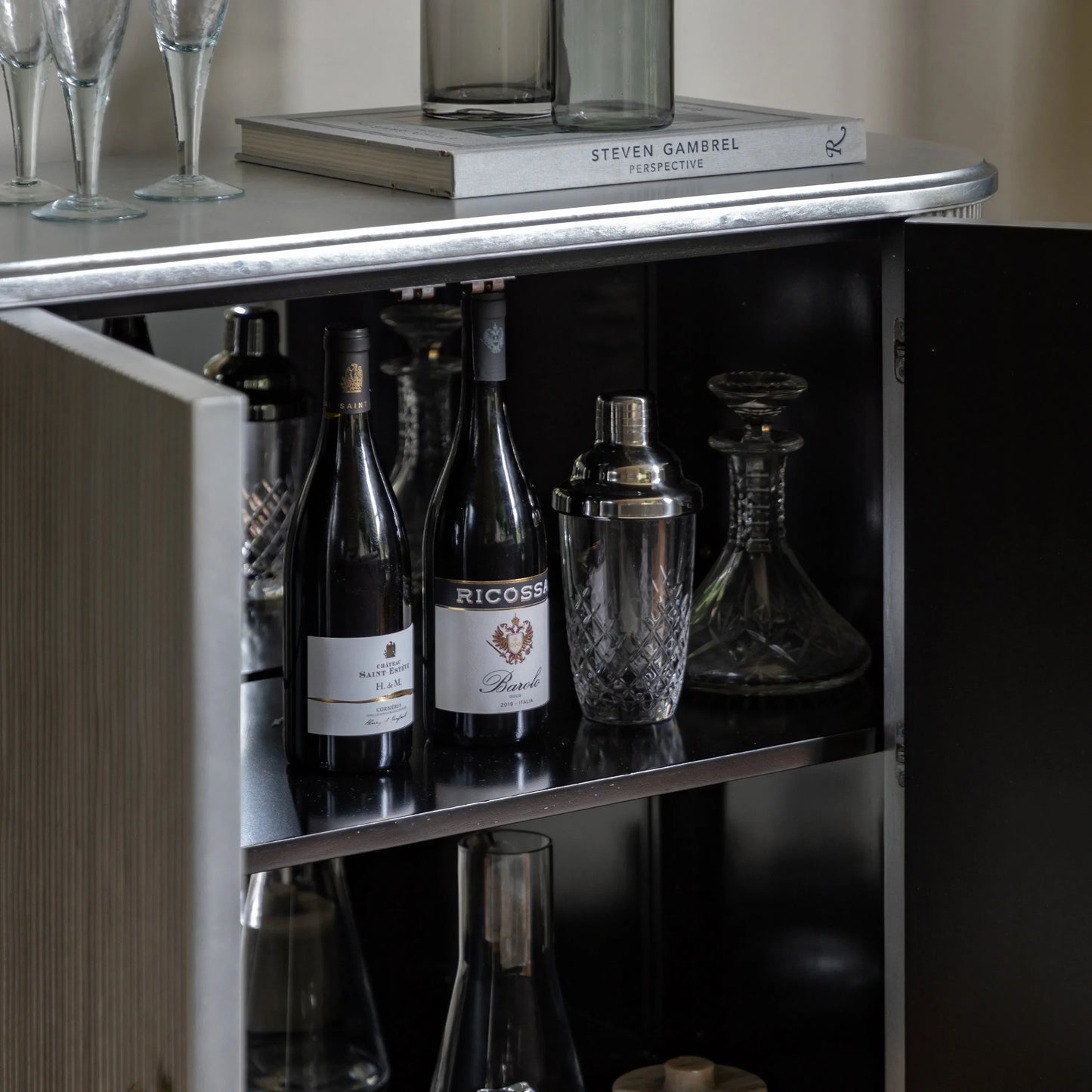 Gallery Direct Jeeves Drinks Cabinet in Silver