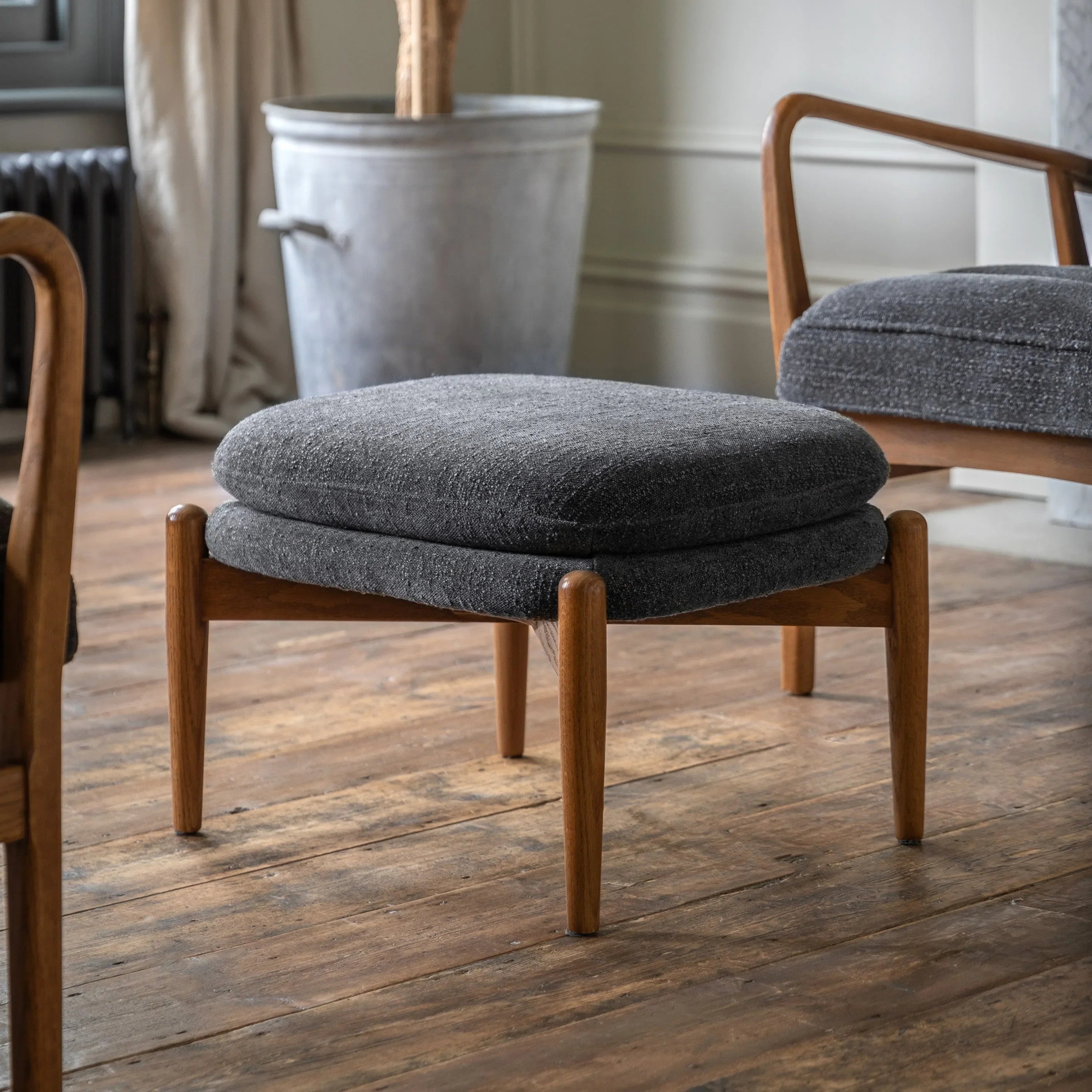 Gallery Direct Datsun Footstool in Charcoal Boucle