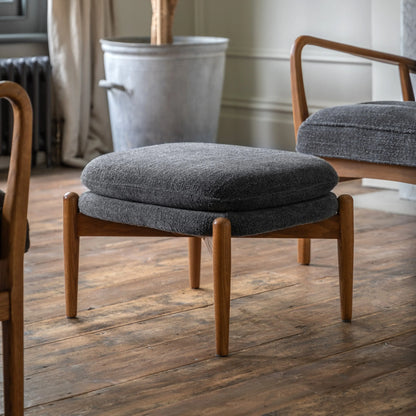 Gallery Direct Datsun Footstool in Charcoal Boucle