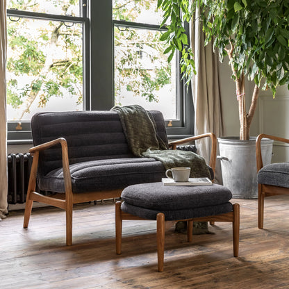 Gallery Direct Datsun Footstool in Charcoal Boucle