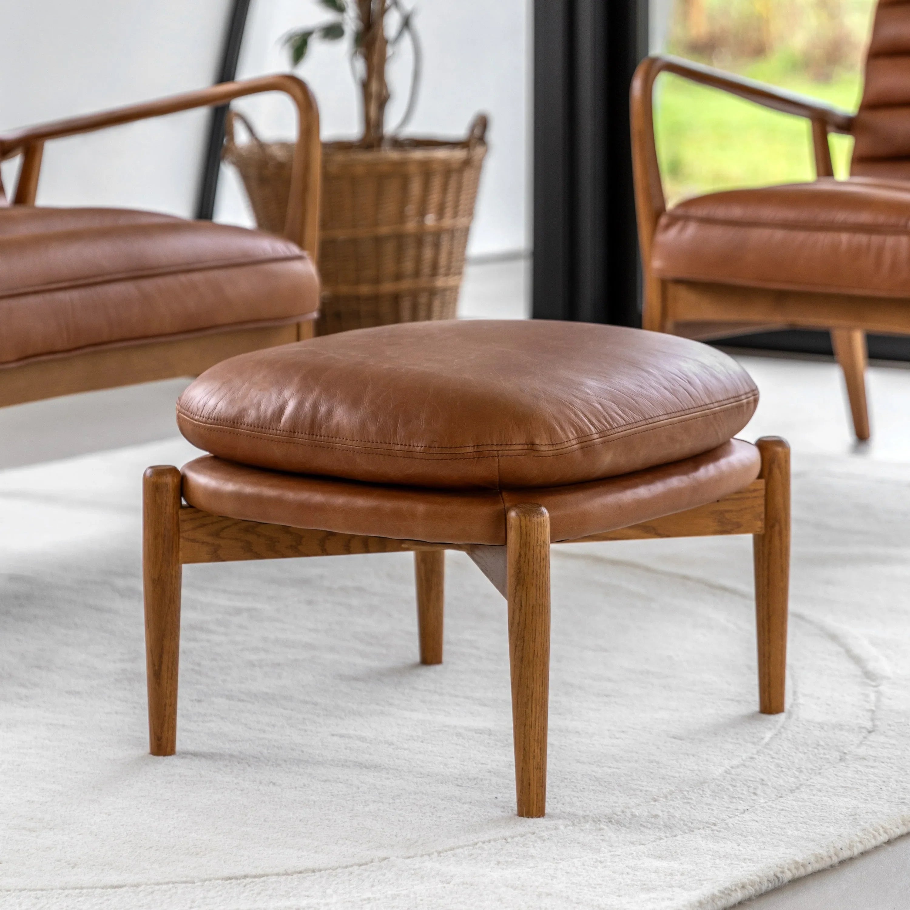 Gallery Direct Datsun Footstool in Vintage Brown Leather