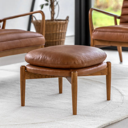 Gallery Direct Datsun Footstool in Vintage Brown Leather