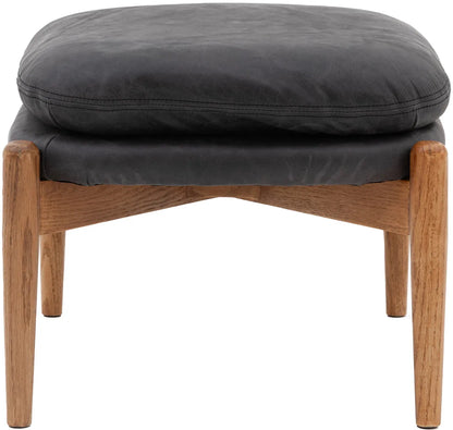 Gallery Direct Datsun Footstool in Antique Ebony Leather