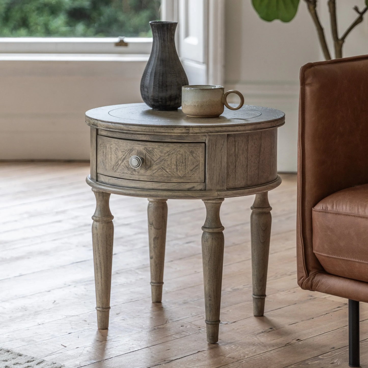 Gallery Direct Mustique 1 Drawer Round Side Table