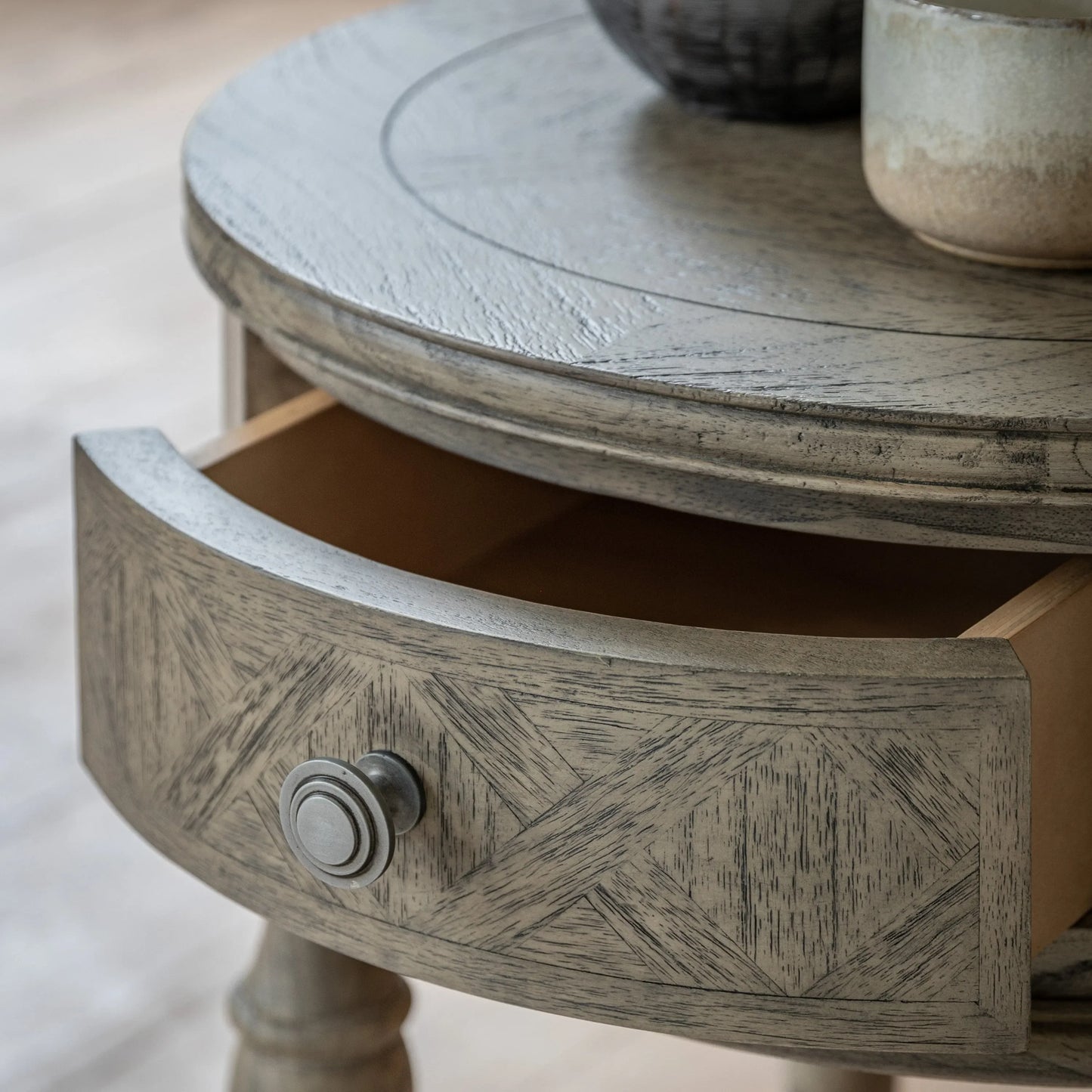 Gallery Direct Mustique 1 Drawer Round Side Table