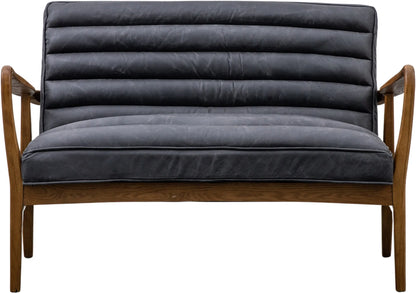 Gallery Direct Datsun 2 Seater Sofa in Antique Ebony Leather