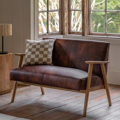 Gallery Direct Neyland 2 Seater Sofa in Vintage Brown Leather