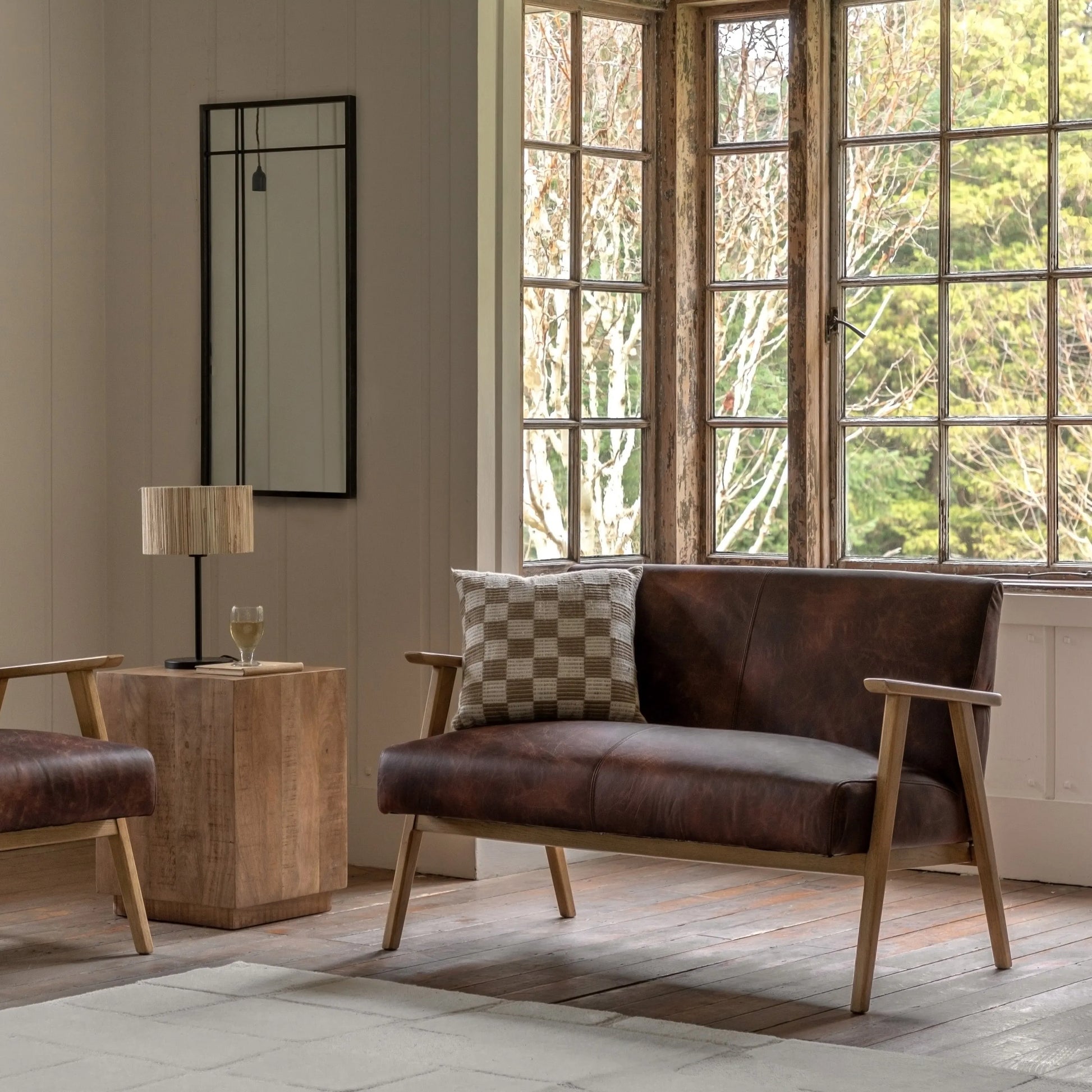 Gallery Direct Neyland 2 Seater Sofa in Vintage Brown Leather