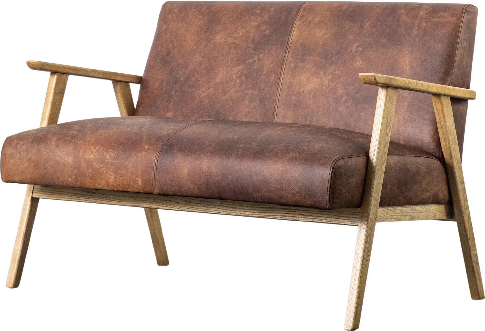 Gallery Direct Neyland 2 Seater Sofa in Vintage Brown Leather