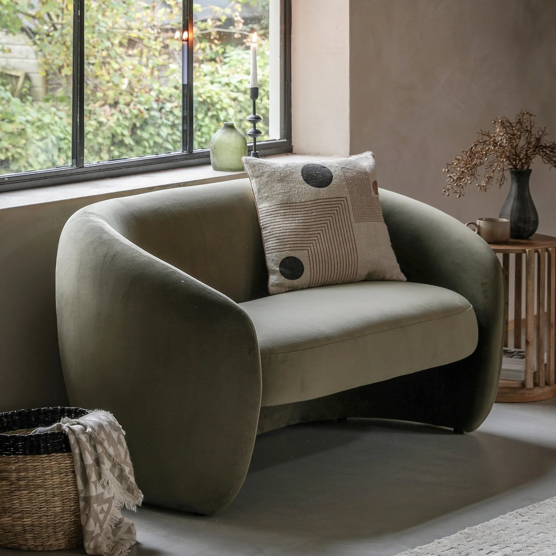 Gallery Direct Curvo 2 Seat Sofa in Moss Green