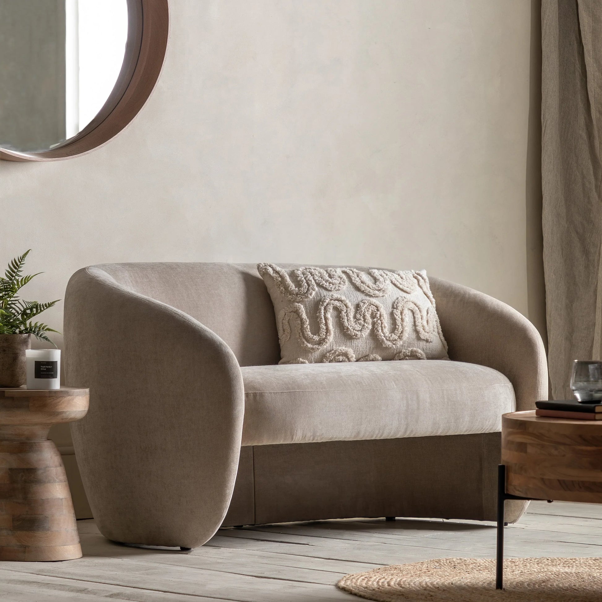 Gallery Direct Curvo 2 Seat Sofa in Cream