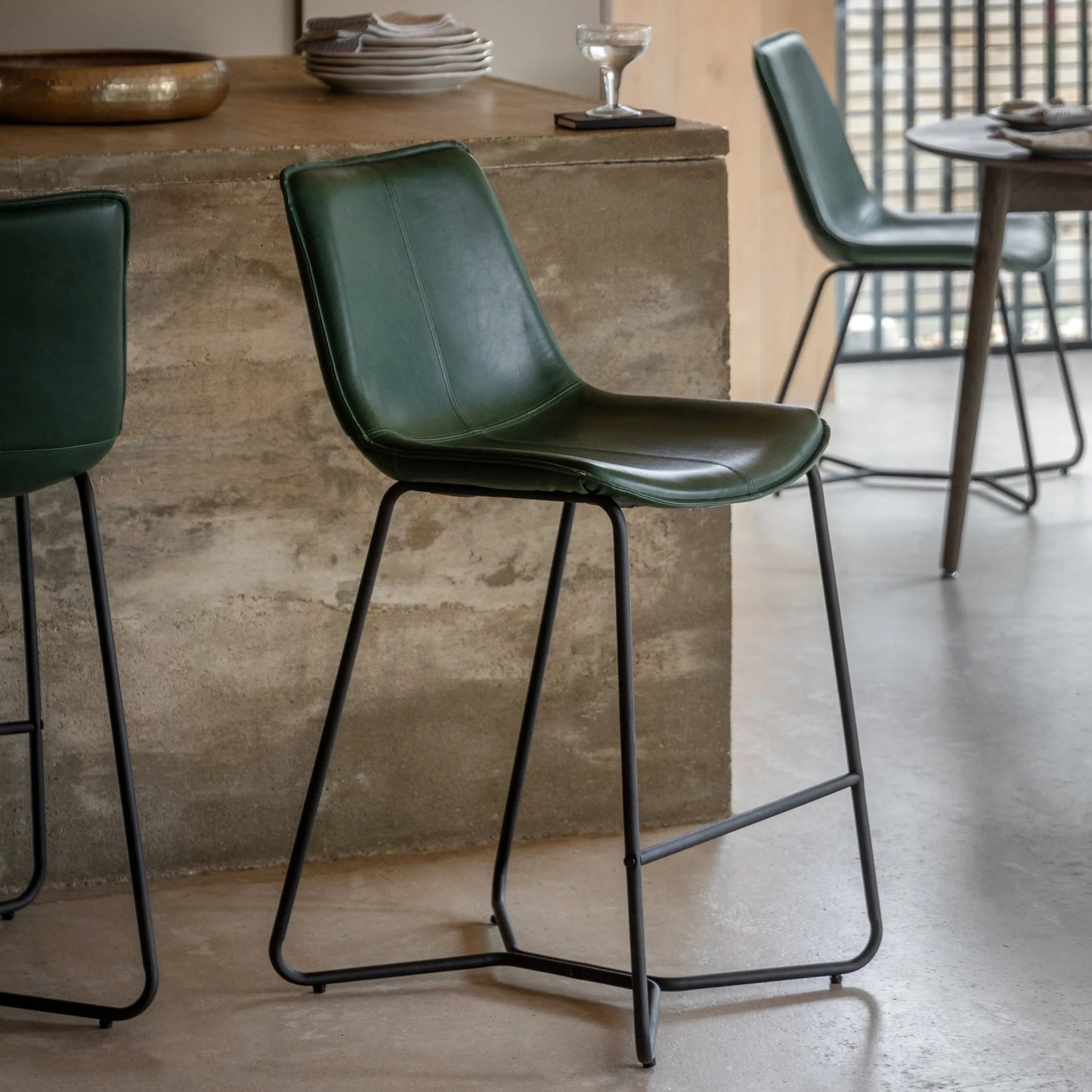 Gallery Direct Pair of Hawking Bar Chairs in Green