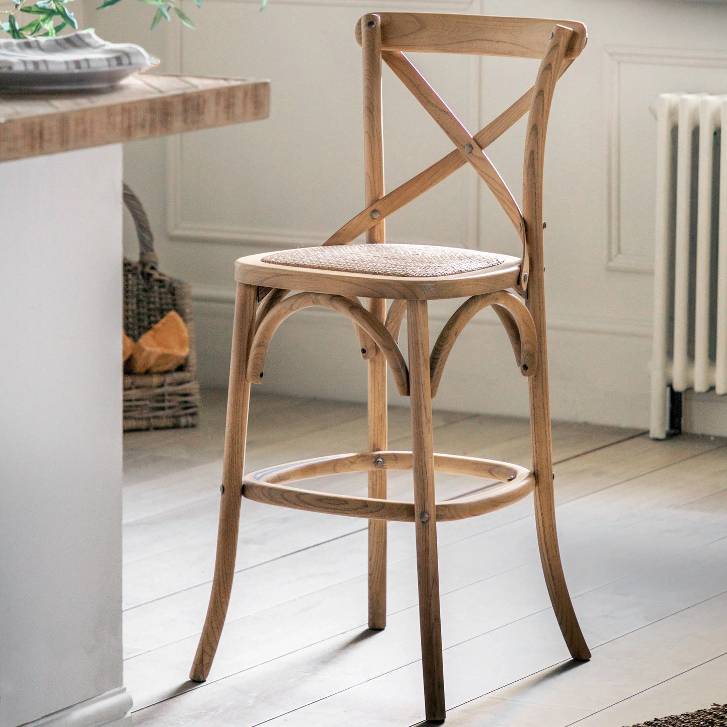 Gallery Direct Cafe Pair of Stools in Natural Rattan