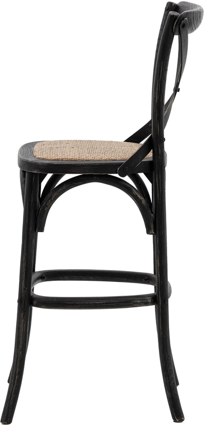 Gallery Direct Cafe Pair of Stools in Black Rattan