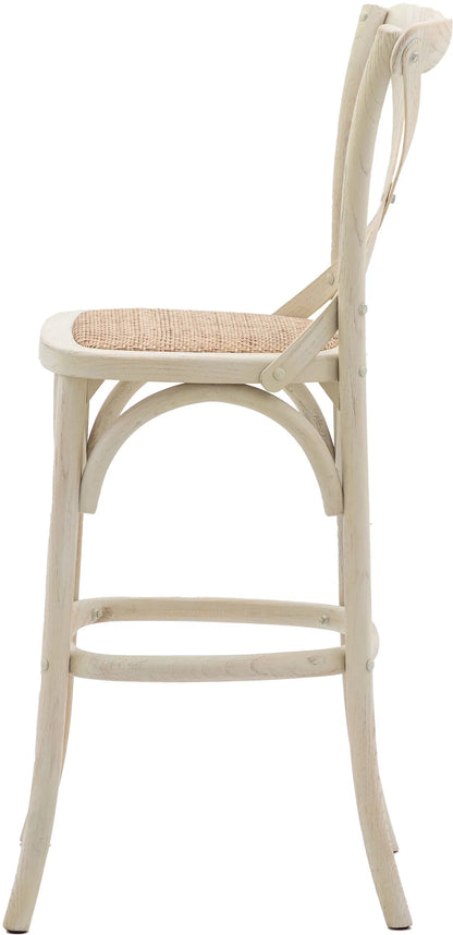 Gallery Direct Cafe Pair of Stools in White Rattan