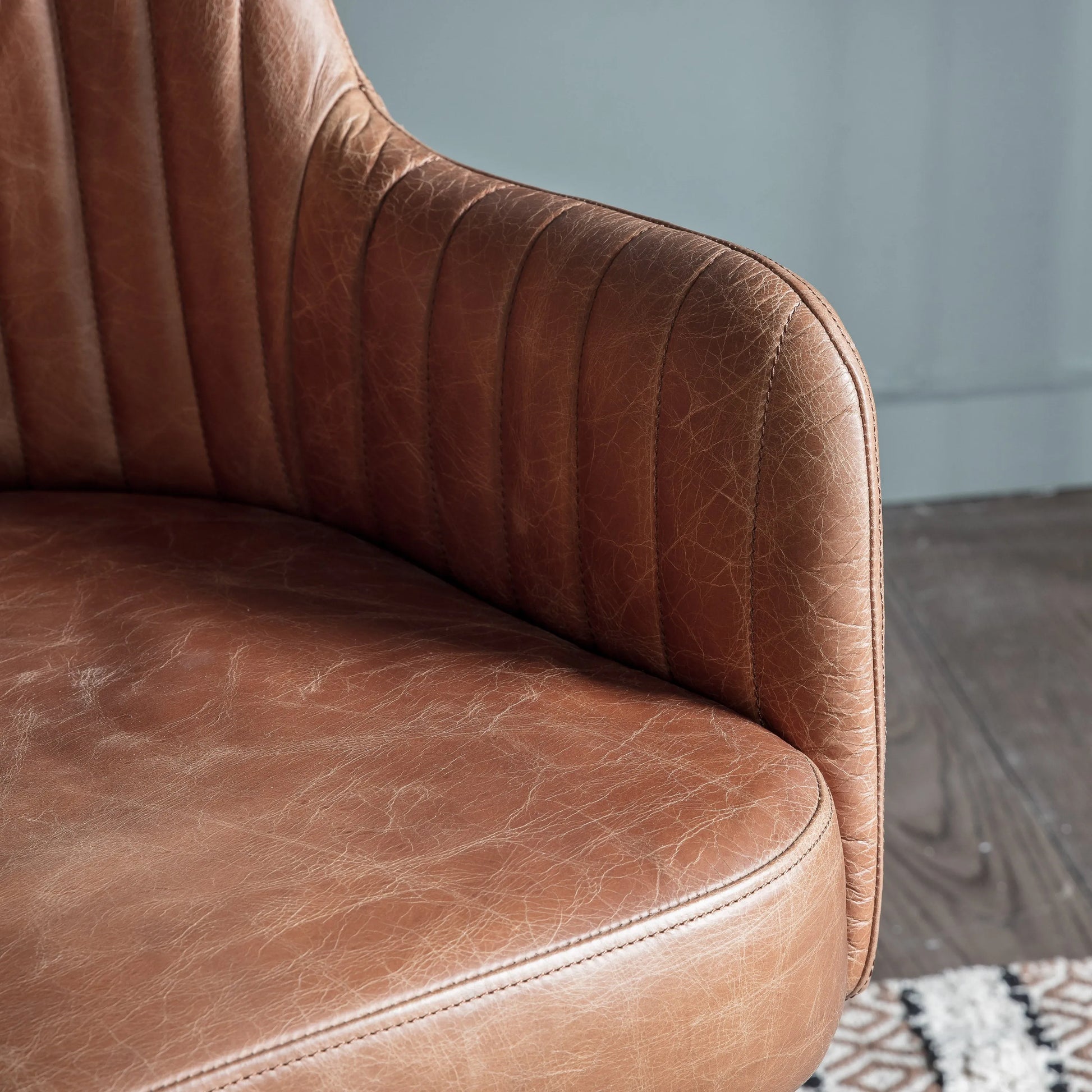 Gallery Direct Curie Swivel Chair in Vintage Brown Leather
