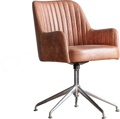 Gallery Direct Curie Swivel Chair in Vintage Brown Leather