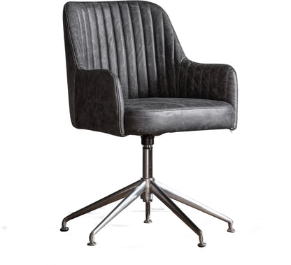 Gallery Direct Curie Swivel Chair in Antique Ebony Leather